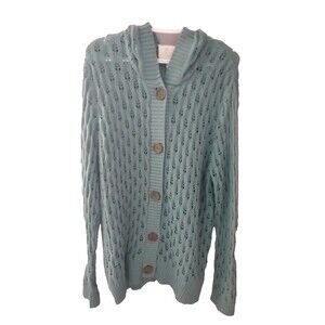 Evy's Tree Women's The Bernadette 100% Cotton XL Knit Cardigan Dusty Green